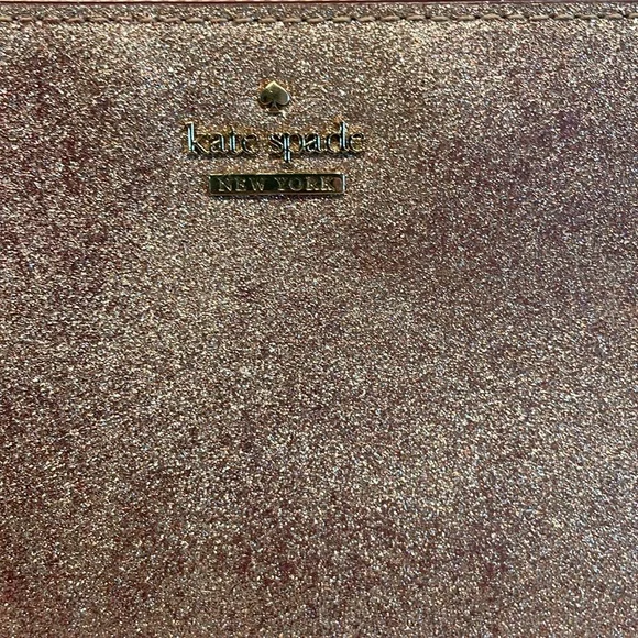 Kate Spade Rose Gold Glitter Cosmetic Bag EUC - Picture 2 of 5